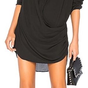 Kris Small Black Button Down Draped Mini dress